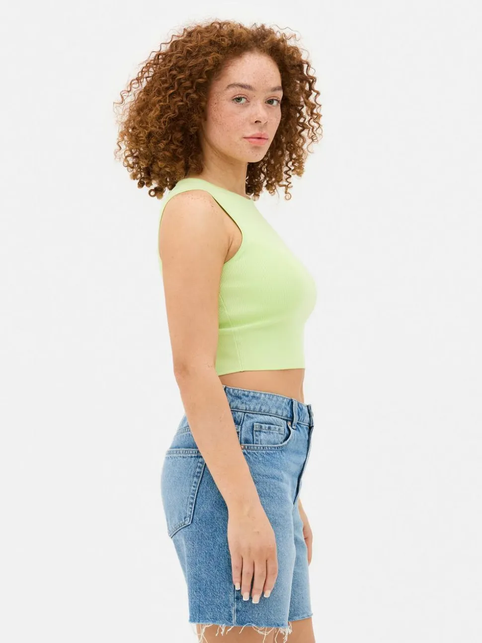 Dzianinowy top bez rękawów z okrągłym dekoltem