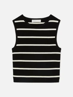 Dzianinowy top bez rękawów z okrągłym dekoltem