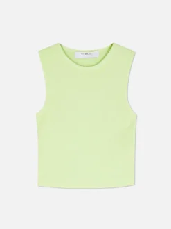 Dzianinowy top bez rękawów z okrągłym dekoltem