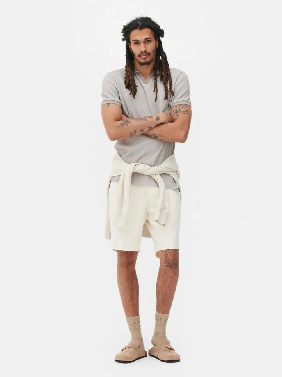 Dzianinowy T-shirt z kołnierzykiem