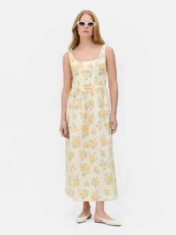 Gorsetowa sukienka midi bez rękawów