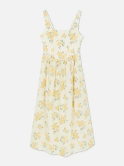 Gorsetowa sukienka midi bez rękawów