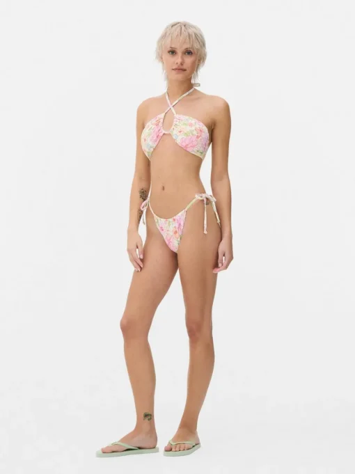 Góra od bikini typu bandeau z nadrukiem