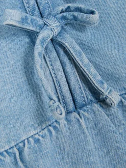 Jeansowa bluzka z bufiastym rękawem