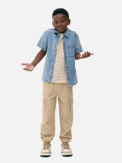 Jeansowa koszula na guziki z krótkim rękawem