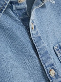 Jeansowa koszula na guziki z krótkim rękawem