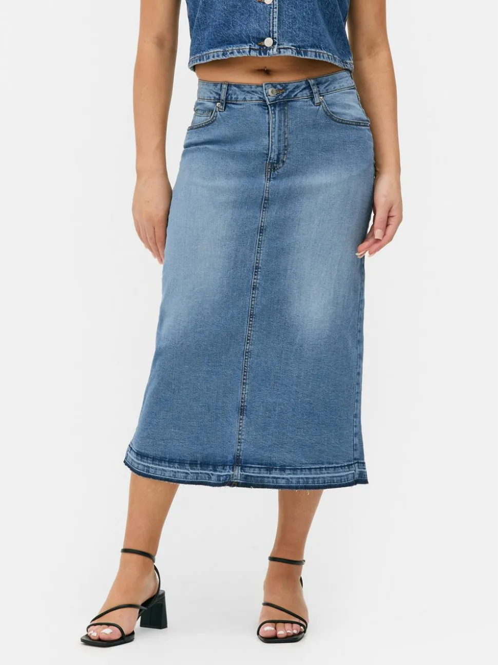 Jeansowa spódnica midi