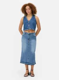 Jeansowa spódnica midi