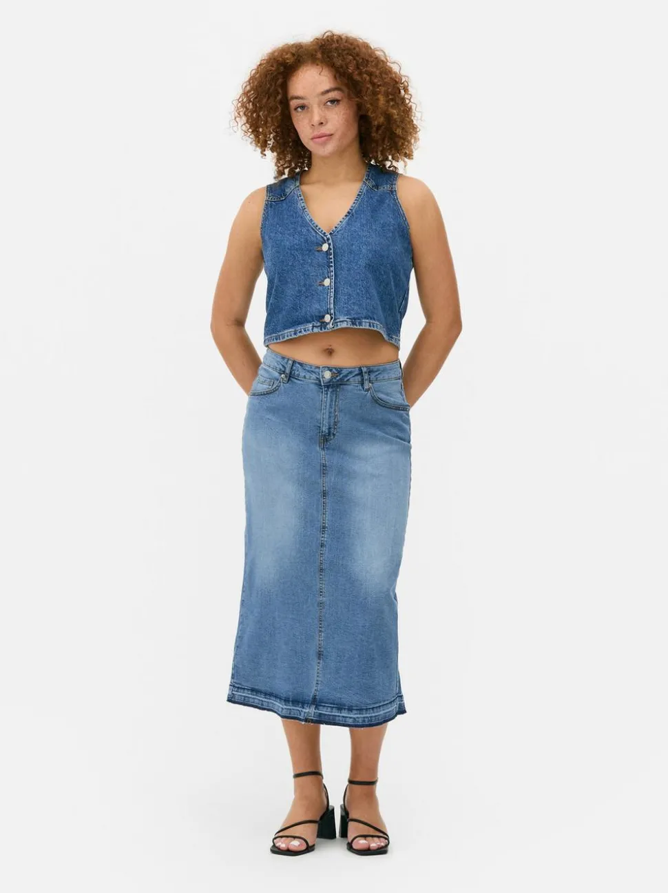 Jeansowa spódnica midi
