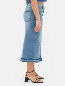 Jeansowa spódnica midi