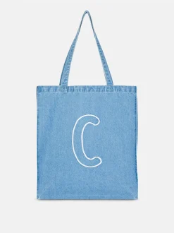 Jeansowa torba shopper z inicjałem