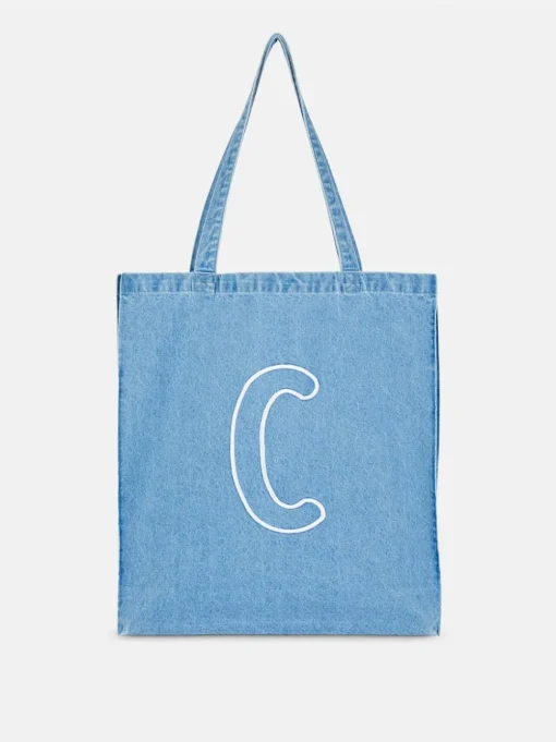 Jeansowa torba shopper z inicjałem