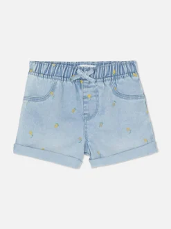 Jeansowe szorty ze wzorem w cytryny