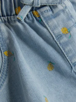 Jeansowe szorty ze wzorem w cytryny