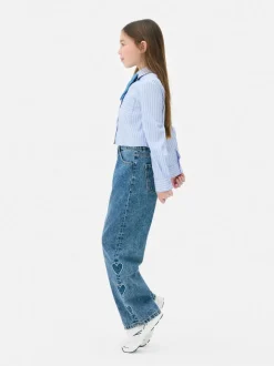 Jeansy z haftowanymi sercami