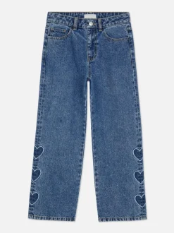 Jeansy z haftowanymi sercami