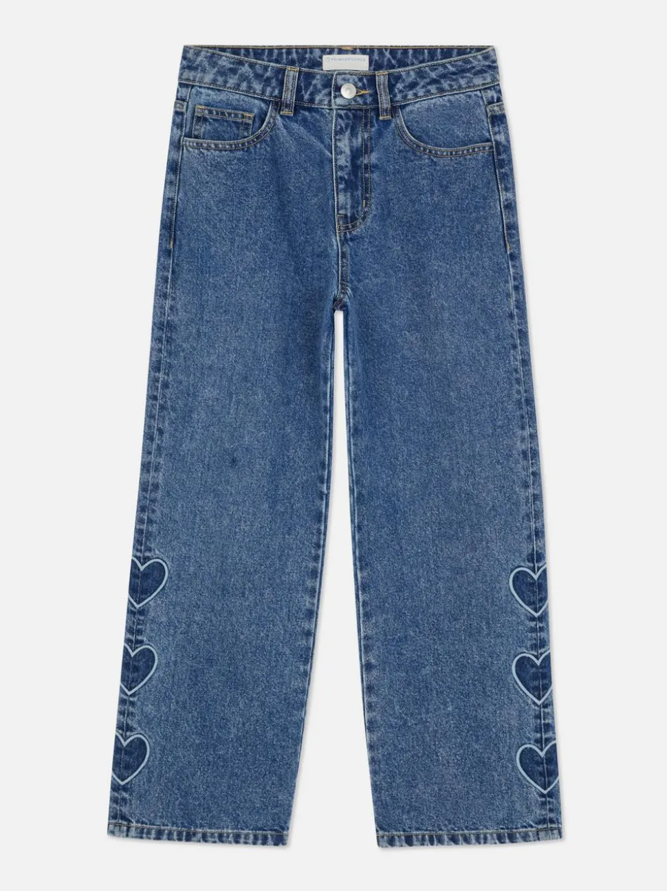 Jeansy z haftowanymi sercami