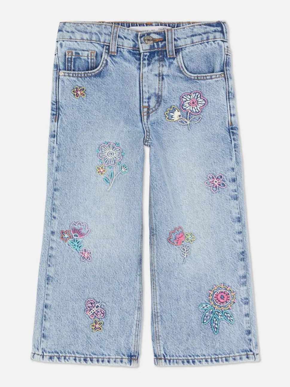Jeansy z szerokimi nogawkami i haftem