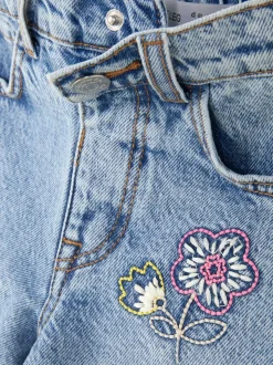 Jeansy z szerokimi nogawkami i haftem