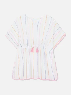 Kaftan w paski z frędzlami