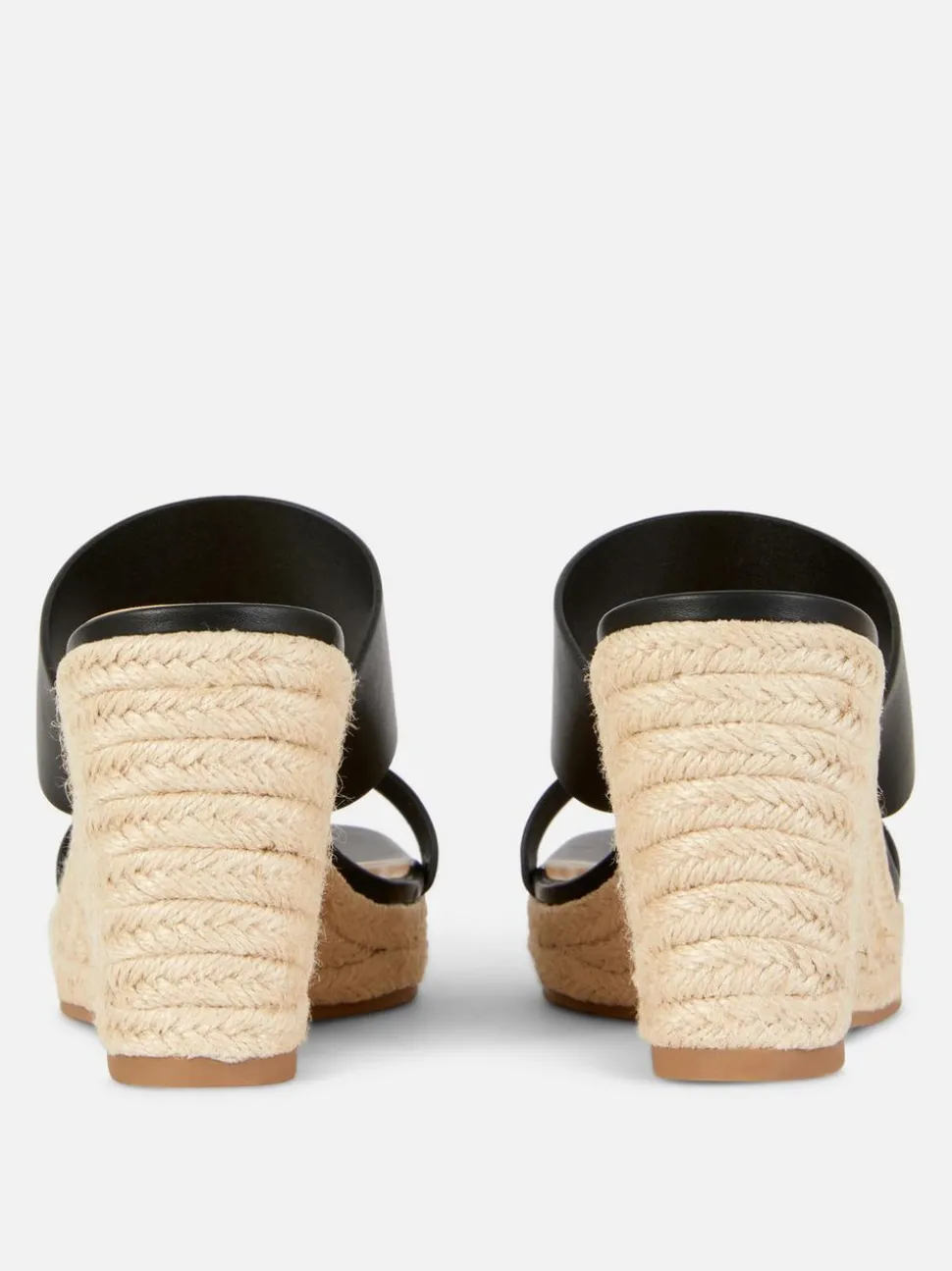 Klapki mule na koturnie z paskiem ze sztucznej skóry