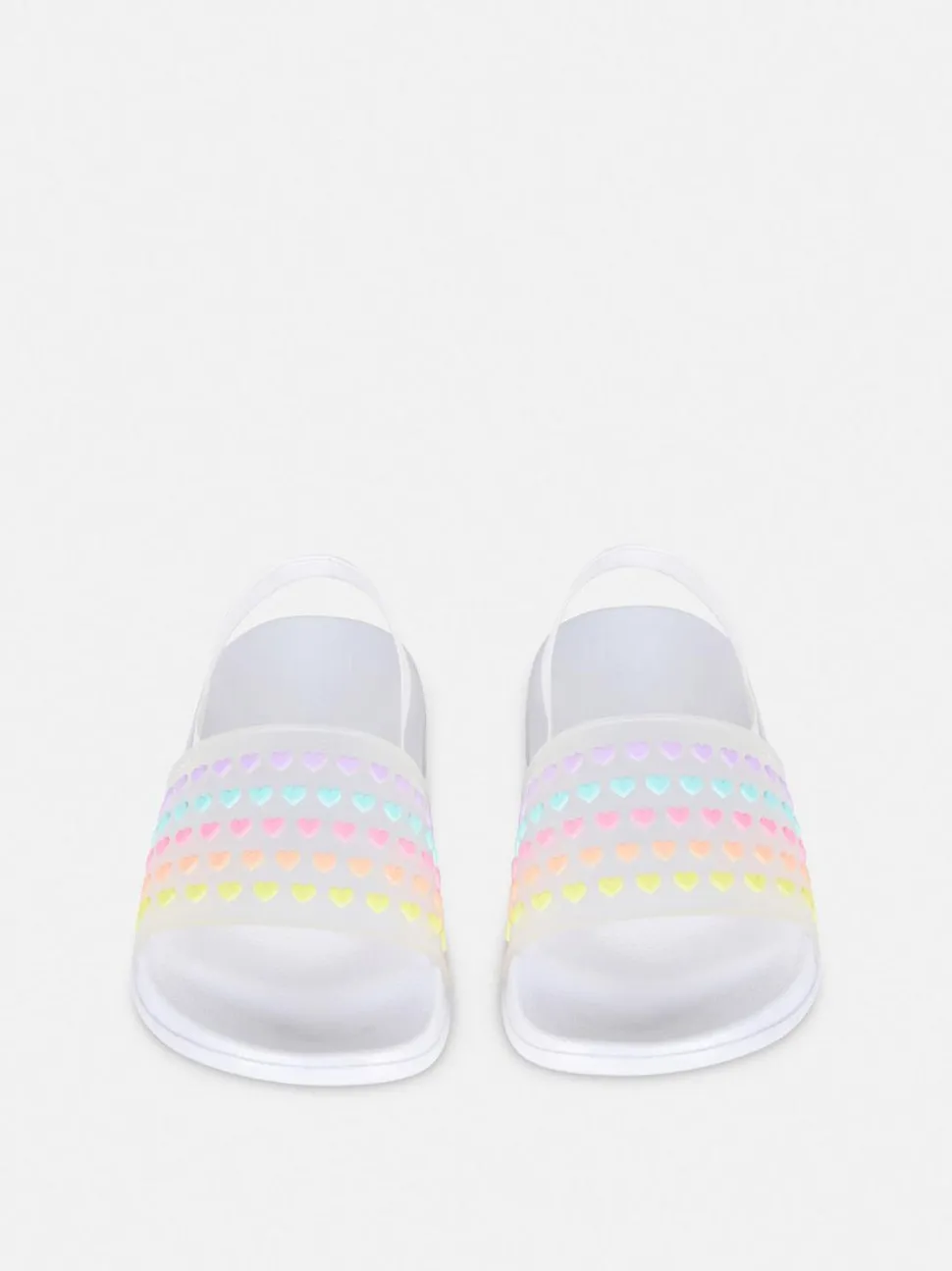 Klapki z motywem serca w paski