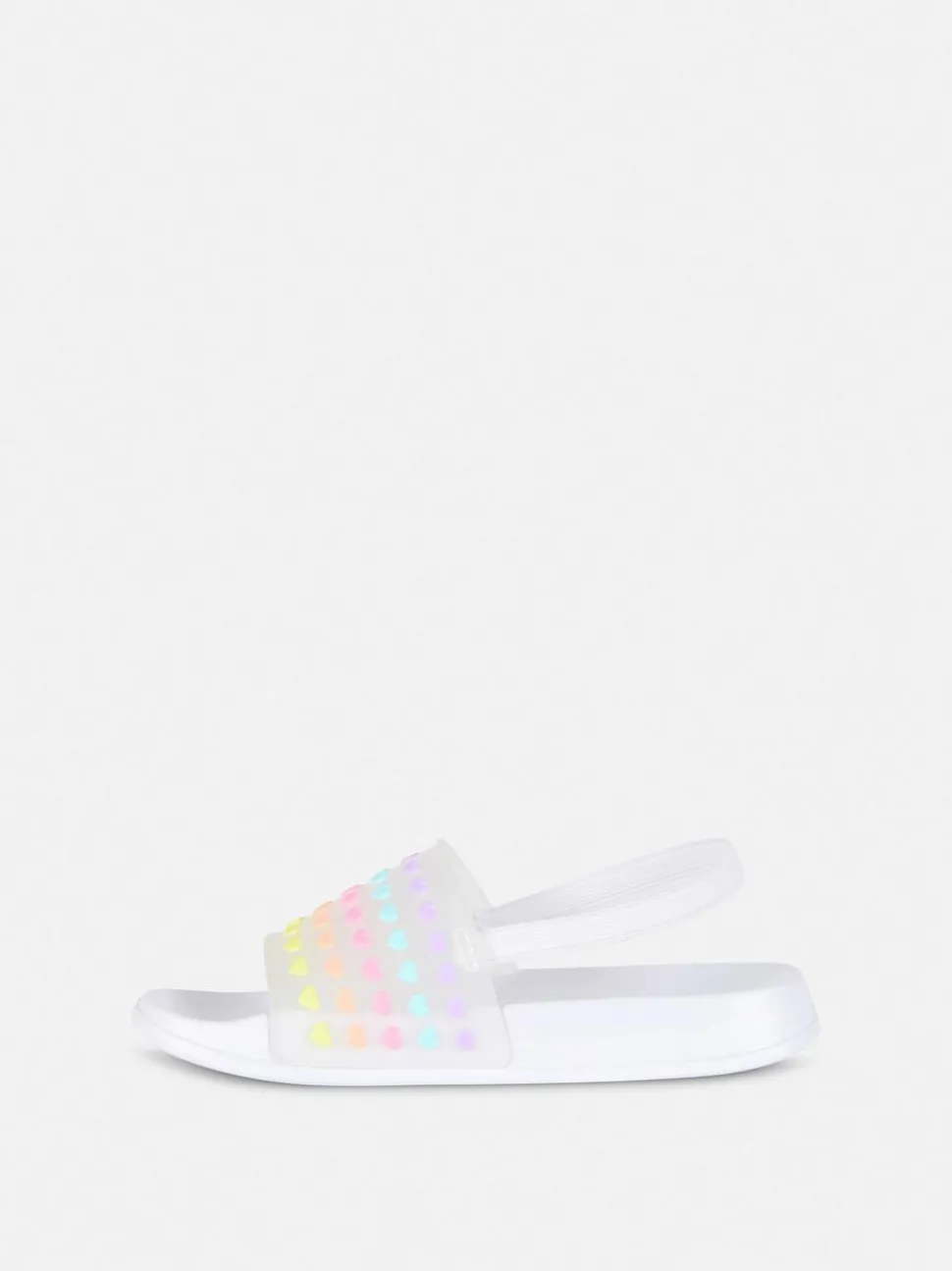 Klapki z motywem serca w paski