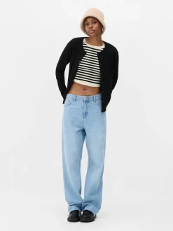 Klasyczny sweter rozpinany z okrągłym dekoltem