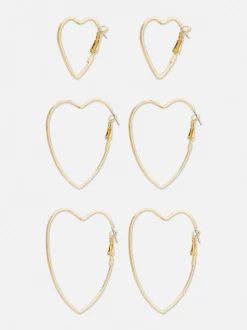 Kolczyki koła w kształcie serc The Edit, 3 pary