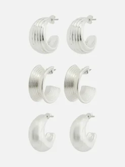 Kolczyki koła z prążkowaną fakturą The Edit, 3 pary