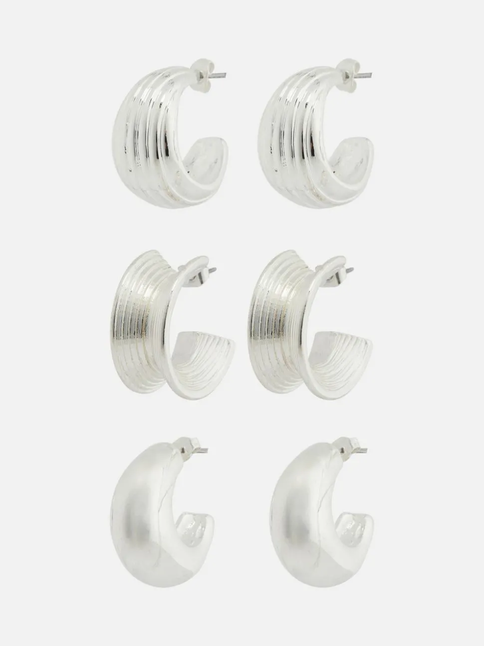Kolczyki koła z prążkowaną fakturą The Edit, 3 pary