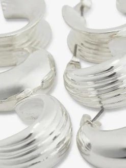 Kolczyki koła z prążkowaną fakturą The Edit, 3 pary