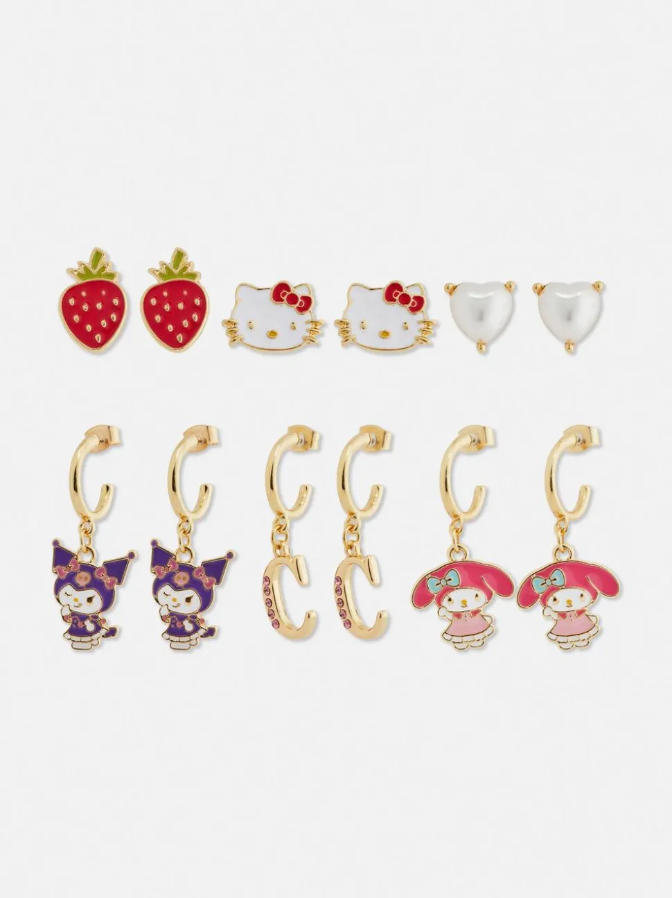 Kolczyki z motywem Hello Kitty i przyjaciół, 6 par