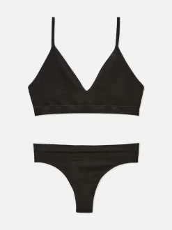 Komplet bielizny bezszwowej w prążki