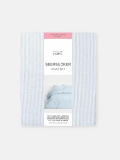 Komplet poszewek z tkaniny seersucker w paski na kołdrę dwuosobową
