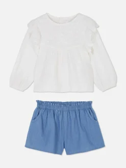 Komplet z bluzką z długim rękawem i szortami