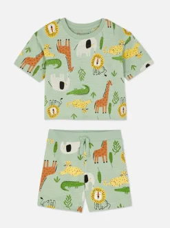 Komplet z T-shirtem i szortami z motywem Safari