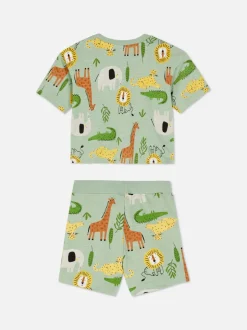 Komplet z T-shirtem i szortami z motywem Safari