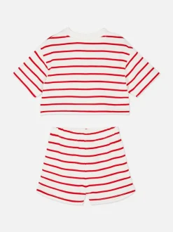 Komplet z T-shirtem i szortami w paski