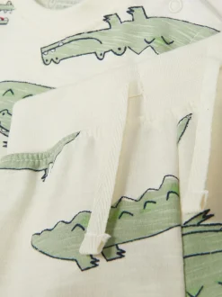 Komplet z T-shirtem i szortami z motywem krokodyla