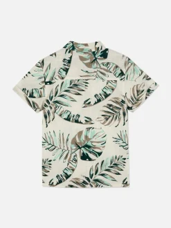 Koszula na guziki z krótkim rękawem we wzór w liście