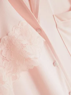 Koszula piżamowa z koronkowym wykończeniem