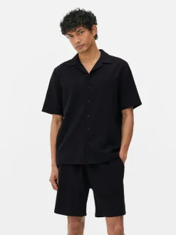 Koszula w paski z tkaniny seersucker, krótki rękaw