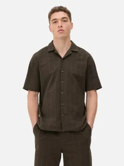 Koszula w paski z tkaniny seersucker, krótki rękaw