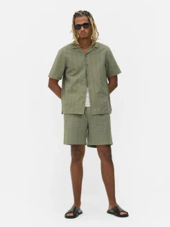 Koszula w paski z tkaniny seersucker, krótki rękaw