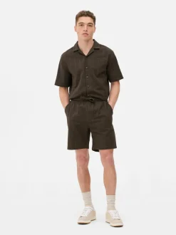 Koszula w paski z tkaniny seersucker, krótki rękaw