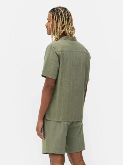 Koszula w paski z tkaniny seersucker, krótki rękaw