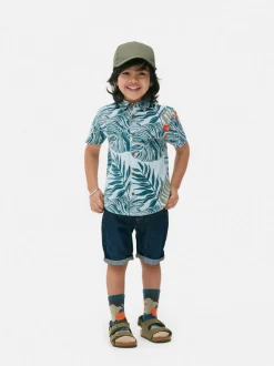 Koszula z tropikalnym nadrukiem w liście