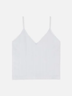 Krótka ażurowa koszulka na ramiączkach do spania