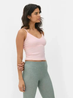 Krótka ażurowa koszulka na ramiączkach do spania